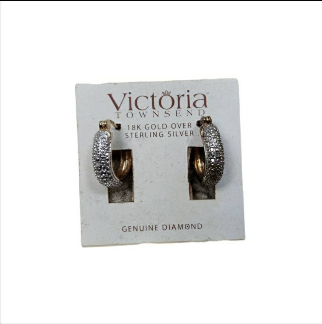 Vintage Victoria Townsend 18k Over Sterling Silver Genuine Diamond