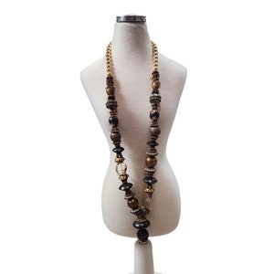 Vintage Tarnished Gold Toned Beaded Necklace