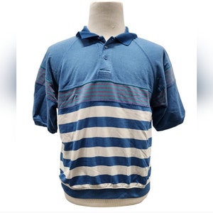 Vintage Editions by Van Heusen Size XL Blue Striped Polo Shirt