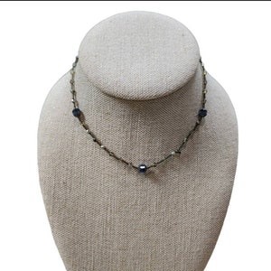 Vintage Silver Toned Blue Green Beaded Necklace