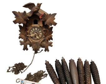 Vintage German Cuckoo Clock w/7 Weights - Dismantled/Needs Repair/Not Working