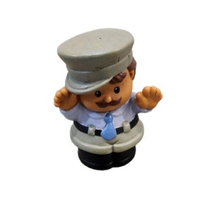 Vintage 1993 Fisher Price Little People Gray Hat Train Conduction Figure