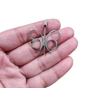 Vintage 1970s Tarnished Silver Toned Butterfly Pendant
