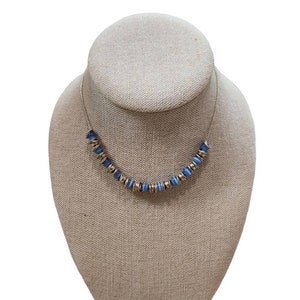 Vintage Silver Toned Blue Beaded Necklace