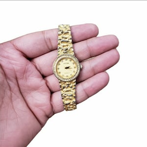 Vintage Futura Gold Plated Nugget Bling Ladies Watch