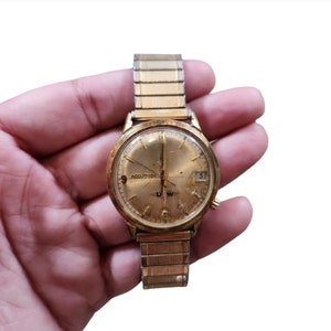 Vintage 1976 Bulove Accutron Dow Chemical 10KT Rolled Gold Plate Back J056063 N5