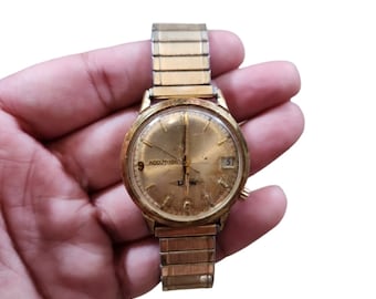 Vintage 1976 Bulove Accutron Dow Chemical 10KT Rolled Gold Plate Back J056063 N5