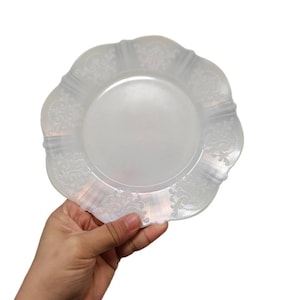 Jaren 1930 Macbeth-Evans Monax Plate American Sweetheart White Opalescent Set van 6