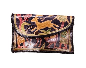 Vintage Leather Storyteller Clutch