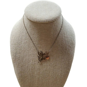 Vintage Silver Toned Baby Girl Monogram Pendant Necklace