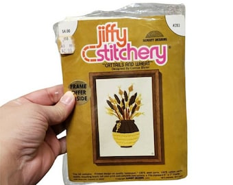 Vintage Jiffy Stitchery Cattails & Wheat Sunset Designs #283