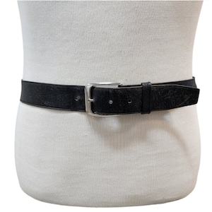 Vintage Black Tarnished Top Grain Leather Belt Size 36