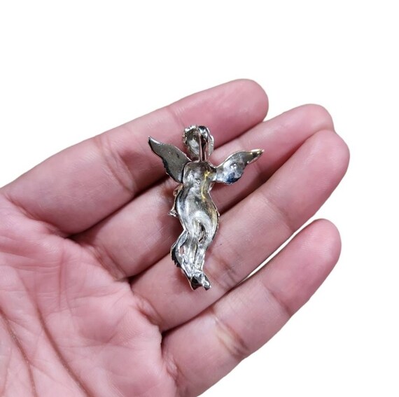 Vintage Sterling Silver 925 Angel Pendant Playing… - image 2