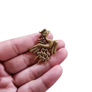 Vtg 1980 MMA Flying Phoenix Gold Brooch Pendant Metropolitan Museum Art 1.5&quot;
