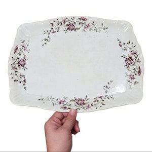 Vintage Green & Clay Floral Serving Tray