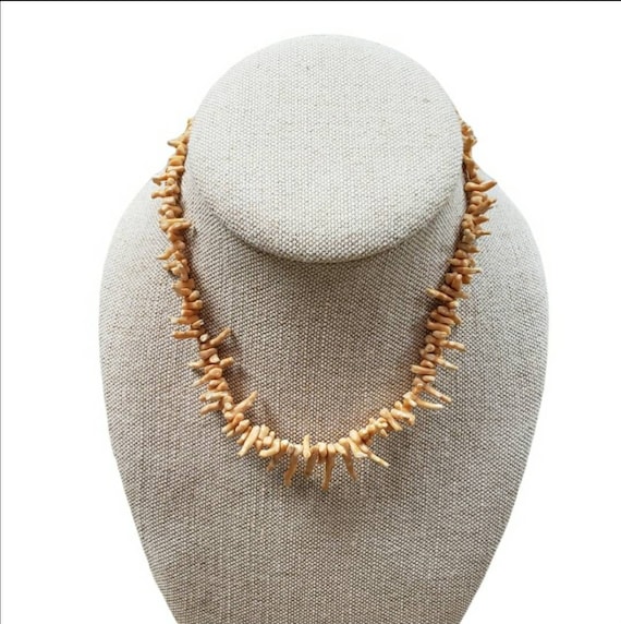 Vintage Coral Chip Screwback Necklace
