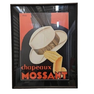 Vintage 1928 Chapeaux Mossant by Olsky French Art Deco Reproduction Framed Print