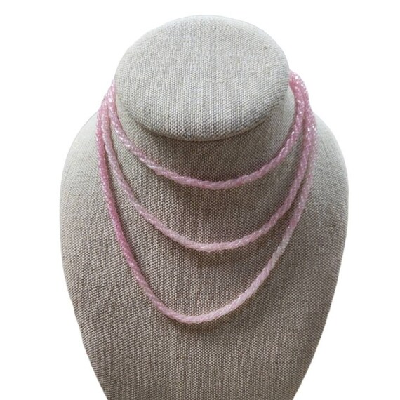 Vintage Rose Quartz Beaded Long Strand Necklace - image 1