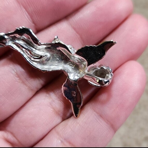 Vintage Sterling Silver 925 Angel Pendant Playing… - image 3