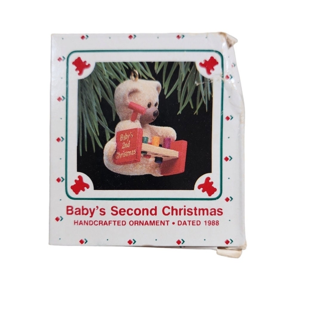 Vintage 1988 Hallmark Baby's Second Christmas Teddy Bear Etsy