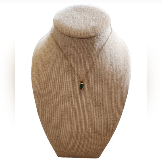 Vintage Gold Toned Turquoise Pendant Necklace 18" - image 1