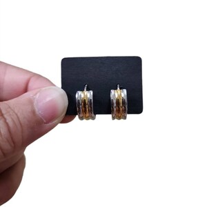 Vintage Silver Gold Toned Hoop Earrings
