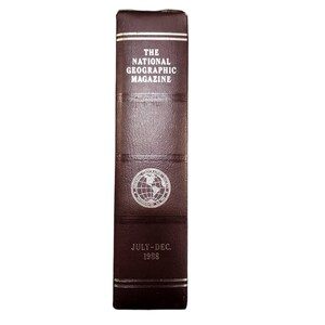 National Geographic Leather Slipcase + 6 Magazines July-December 1988