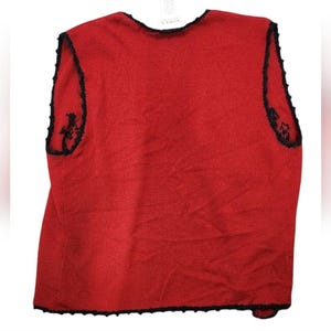 Vintage Koret Petites Size P Mohair Blend Red Black Sleeveless Knit Vest