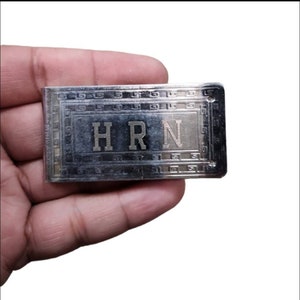 Vintage Silver Toned Monogram HRN Money Clip