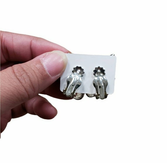 Vintage Silver Toned Clip On Earrings - image 2