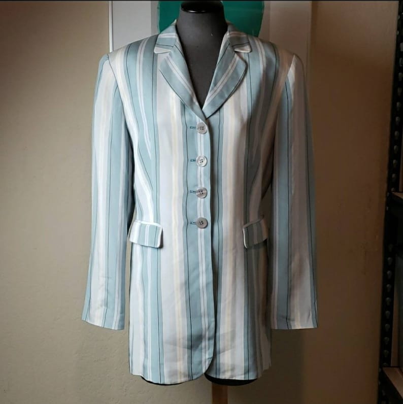Vintage Neiman Marcus Size 8 100/% Silk Striped Blazer