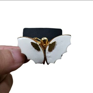 Vintage Gold Toned Butterfly White Wings Pin