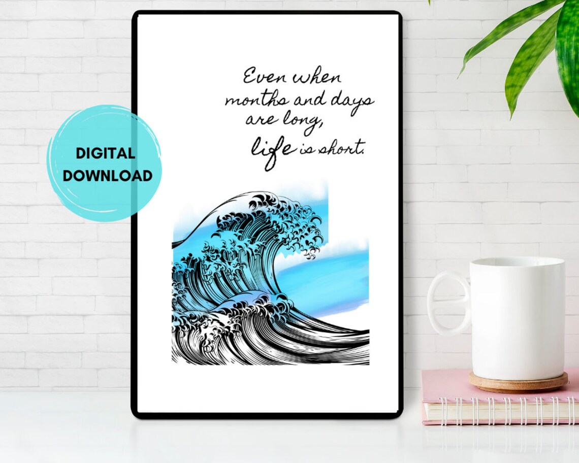 Japanese Digital Print Wall Art Quotes Sea Waves Etsy