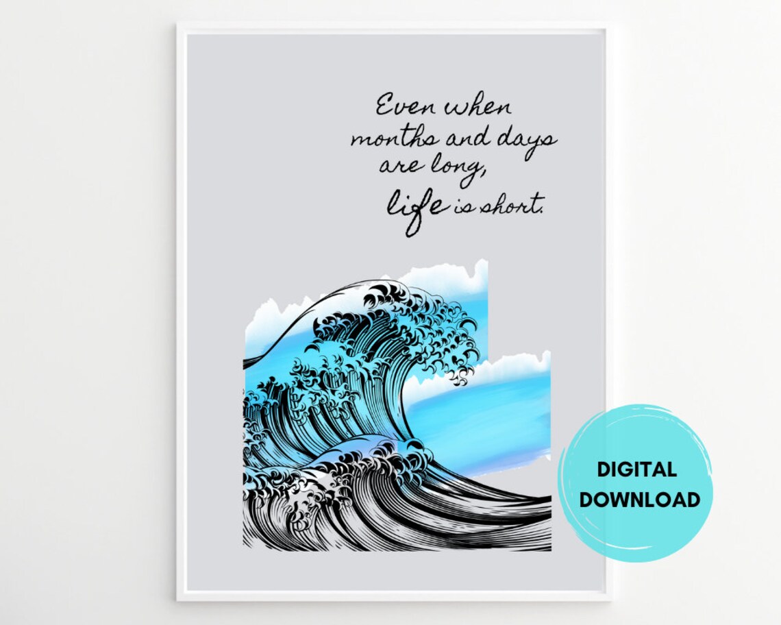 Japanese Digital Print Wall Art Quotes Sea Waves Etsy Nederland