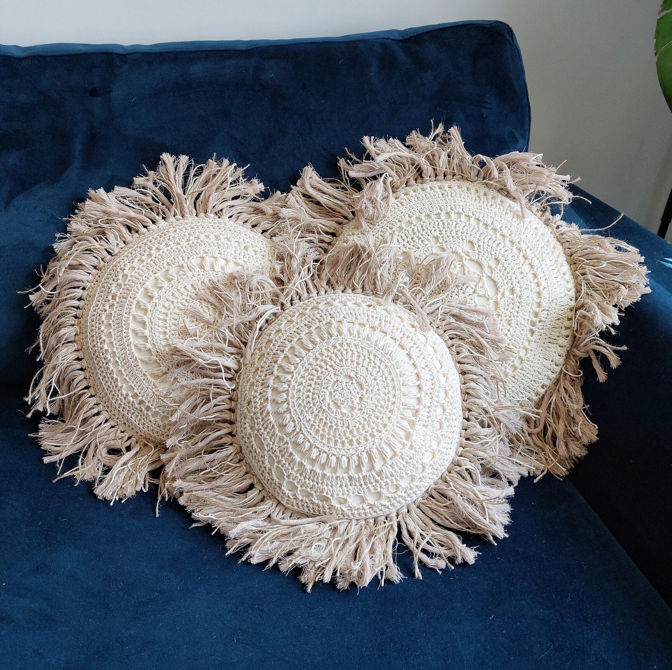 Round boho shop pillows