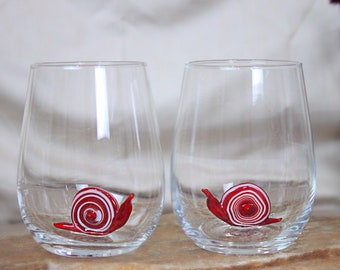 Snail decor murano drink glasses, funny wine glass, glass water cups, snail glass mug, Gift For Snail Lover, cute animal mug, glassware