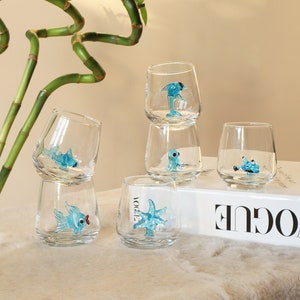 Sea Animal shot glasses set, barware, cocktail party, wedding, glassware, ocean, sea life mug, starfish, crab, octopus, dolphin, shark, fish