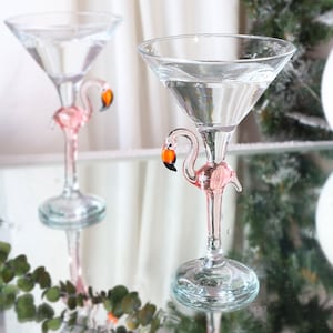 Valentine Martini glasses, Flamingo glassware, barware ,wedding, cocktail party, home bar, margarita, drinkware, pink flamingo, anniversary
