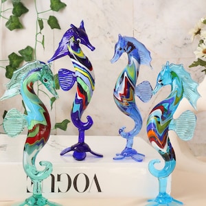 Art Glass Sea horse ,blown glass animal, handmade seahorse, glass figures, home decor gift, ocean decor, housewarming, sea animal collection
