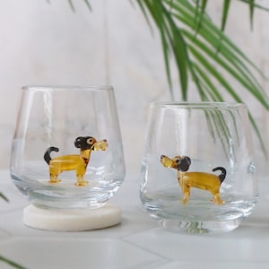 Sausage dog shot glass ,wiener dog cup, small water cup, cute dachshund shot glass, cocktail party glass, barware set, home decor glass,