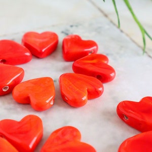 Murano Glass Red Heart Spacer Bead, Lampwork Jewelry supplies, love connector, Hand blown Charm, Red Heart Charm, DIY bracelet & necklace,