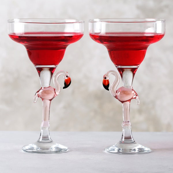 Verre Pink Flamingo Margarita, verre martini, barware, verre de cocktail, coupe champagne, bar à la maison, enterrement de vie de jeune fille, ensemble de verrerie,