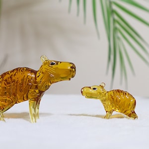 Capybara glass figurine, cute rodent animal, Murano Glass, blown glass, tiny glass figures, art glass, miniature desk animal, animal lover