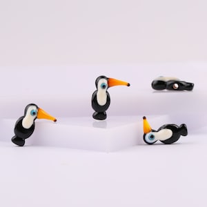 Murano Glass Toucan bird bead, Lampwork Earring Bead, spacer bead, Bracelet Charm, hand blown jewelry, Toucan bird jewelry, wholesale bead