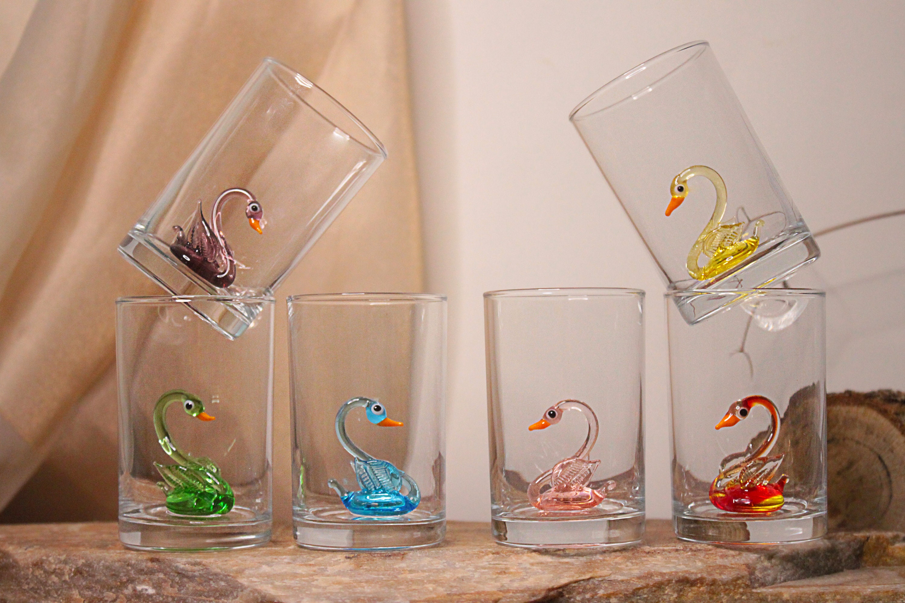 Trinkgläser Set CocktailGläser Schwan Glas Kunst Figuren Etsy