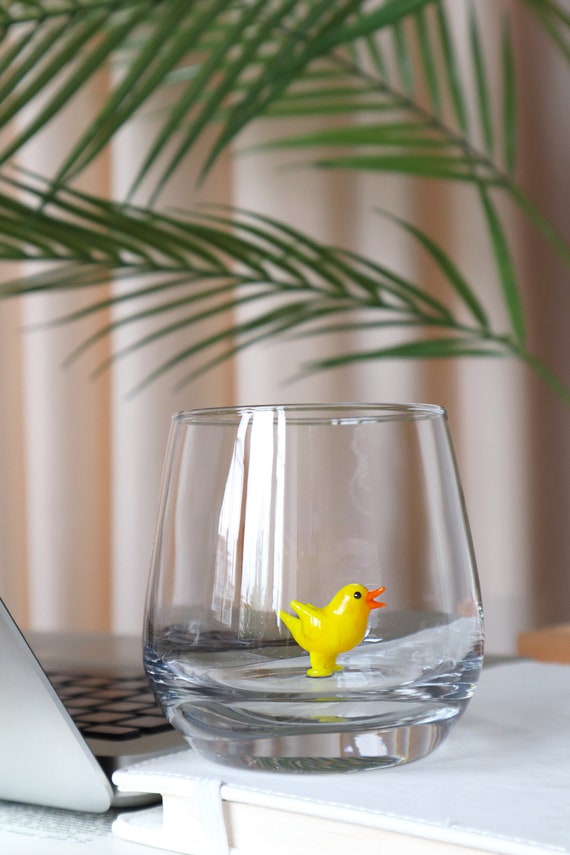 Cute Chick Drink Glass, Baby Chicken Glass Mug, Funny Glass Cup, Glassware,  Unique Drinkware, Water Glass, Bird Lover Mug, Home Decor Gift 