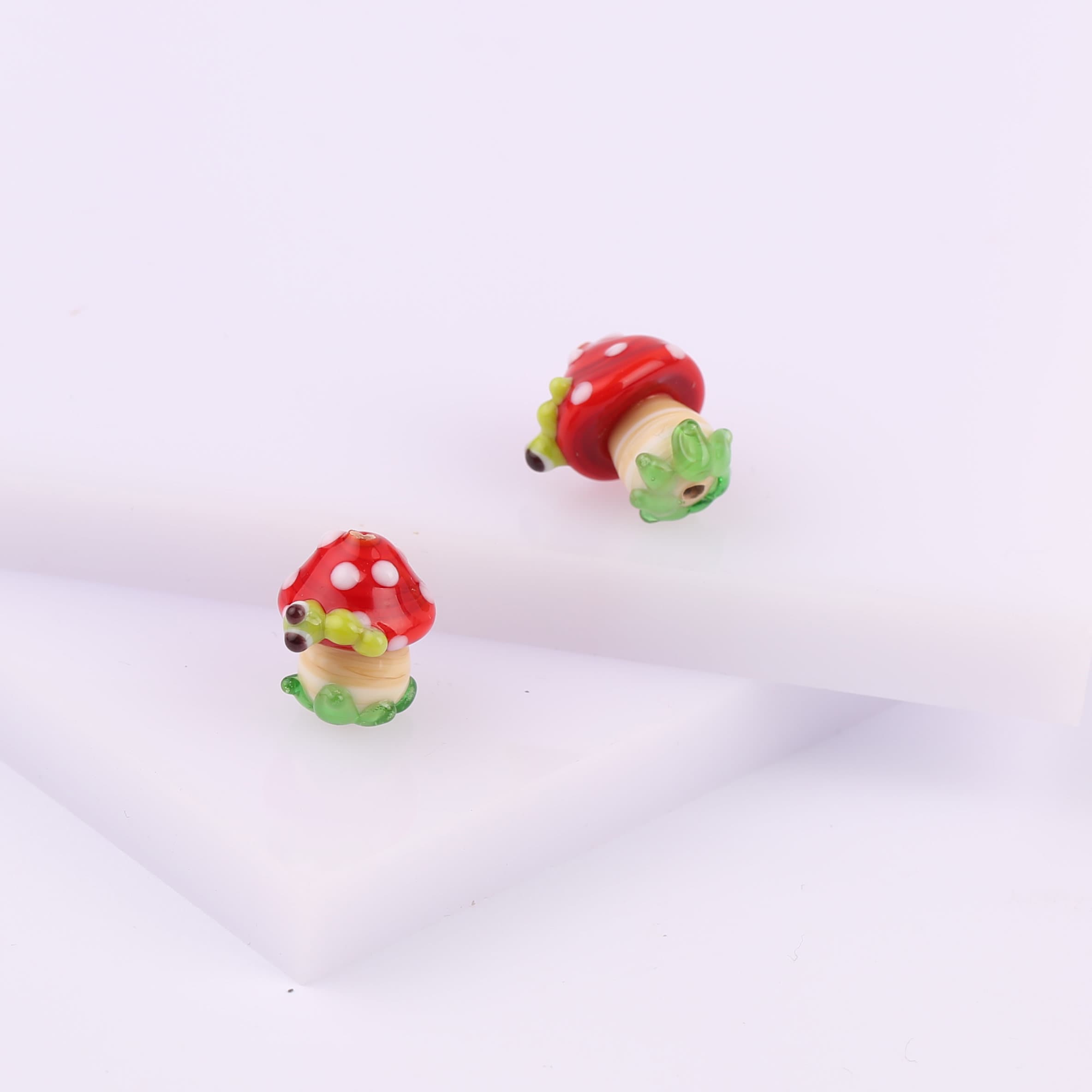 Lampwork Mushroom Beads Glass Mushrooms Mushroom Beads Amanita Beads Glass  Amanita 