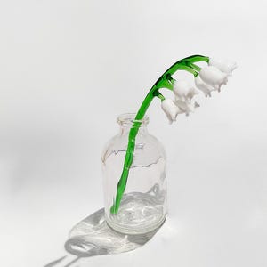Lampwork Glass Lily of valley figurine, hand blown flower, Mini flower month, tabletop decor, Floral gift, Miniature, cosmos, new home gift