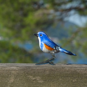 Eastern bluebird glass figurine, Murano glass bird, lampwork bird sculpture, decorative figurine, Sialia Sialis - Bird Natural Beauty gift