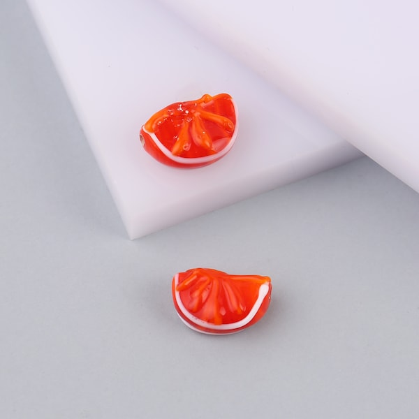 Tranche de perles orange en verre de Murano 10 x 18 mm, breloques orange en verre, perles de fruits au chalumeau, bracelet orange, bijoux orange, breloque légume fruit,